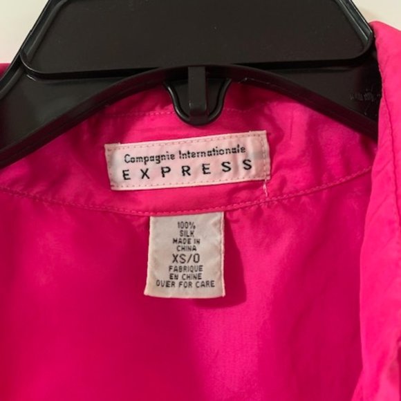 Express Fuchsia 100% Silk Button Down Shirt - Picture 3 of 9